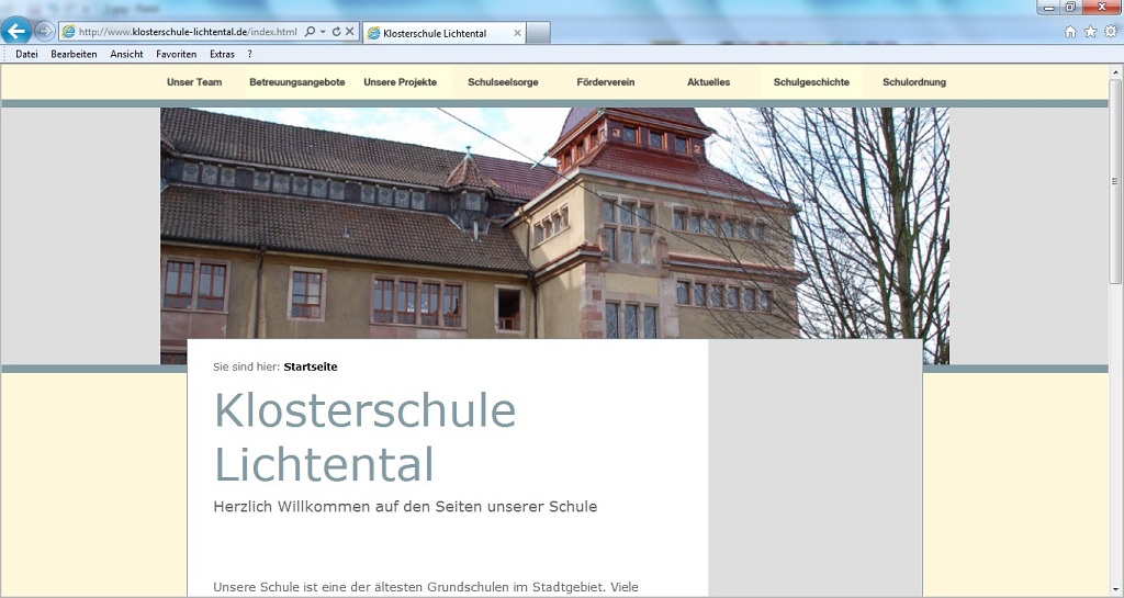 Hosting Homepage www.klosterschule-lichtental.de